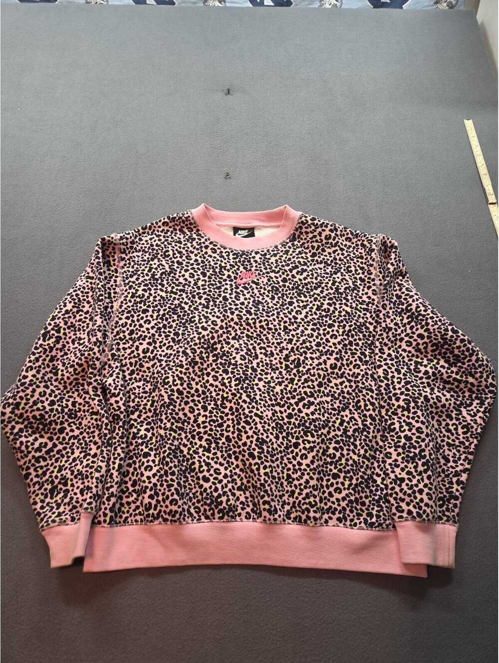 women's pink leopard print sweatshirt by Nike size S